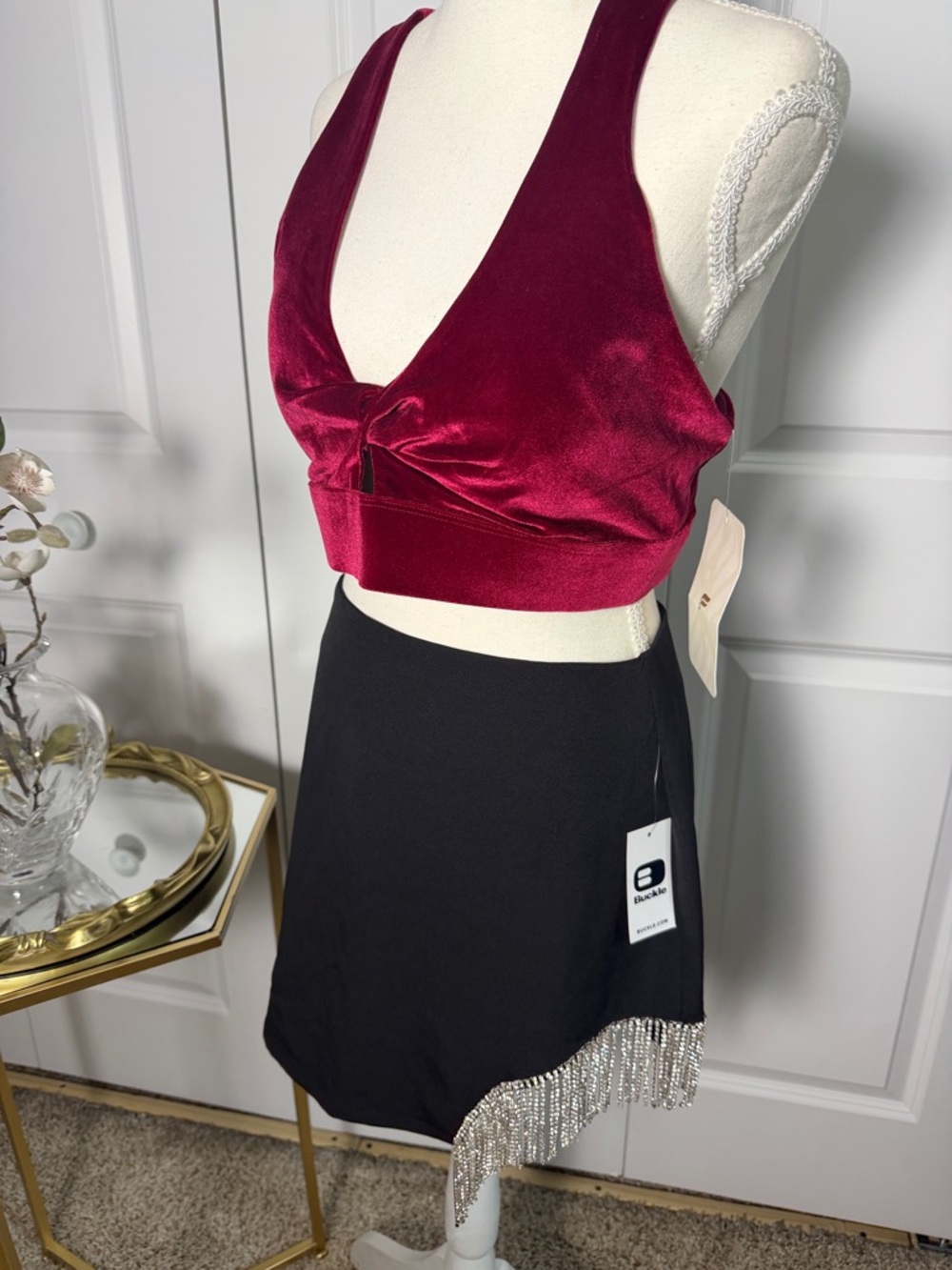 Main Strip by Buckle Black Mini Skirt with rhinestone fringe medium